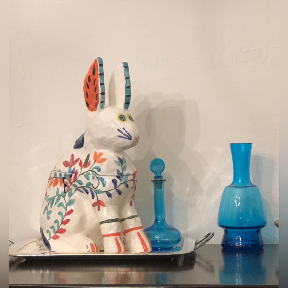 Anthropologie Crazy Bunny Cookie jar - Bad Bunny Kitsch